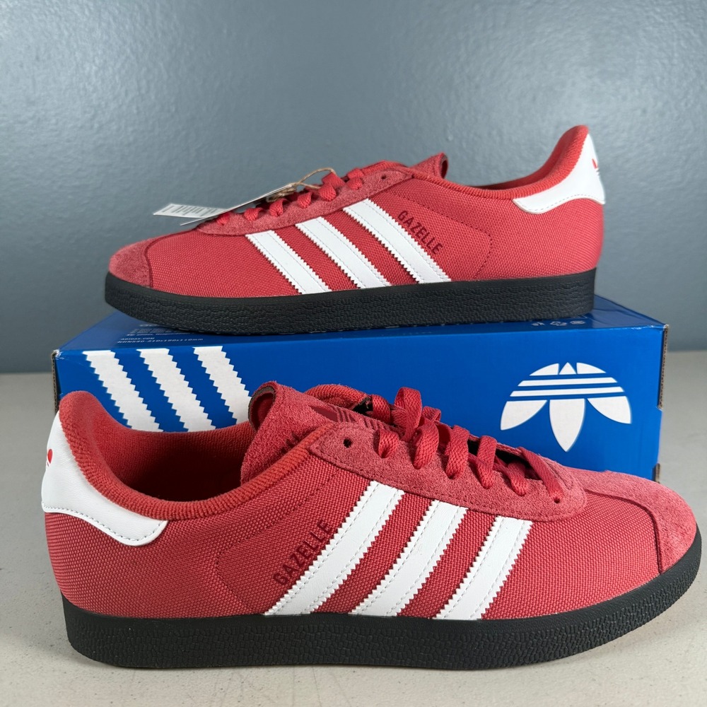 Adidas Gazelle Collegiate Red White‎ Carbon Gum JR6295 Mens 8.5 Sneakers